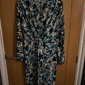 Marks & Spencer Teal and Black Long Sleeve Dress